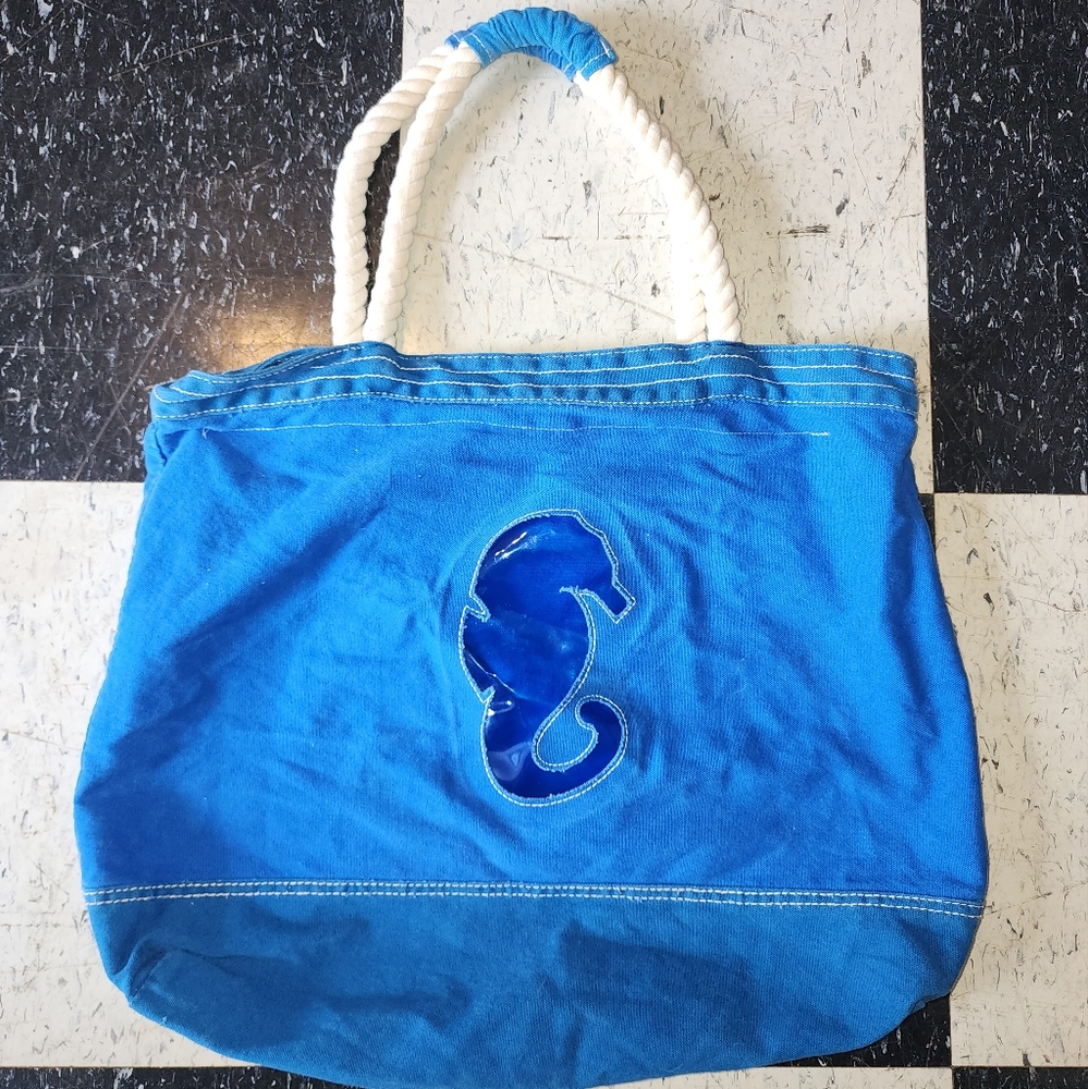 Beachy Seahorse Zip Totebag
